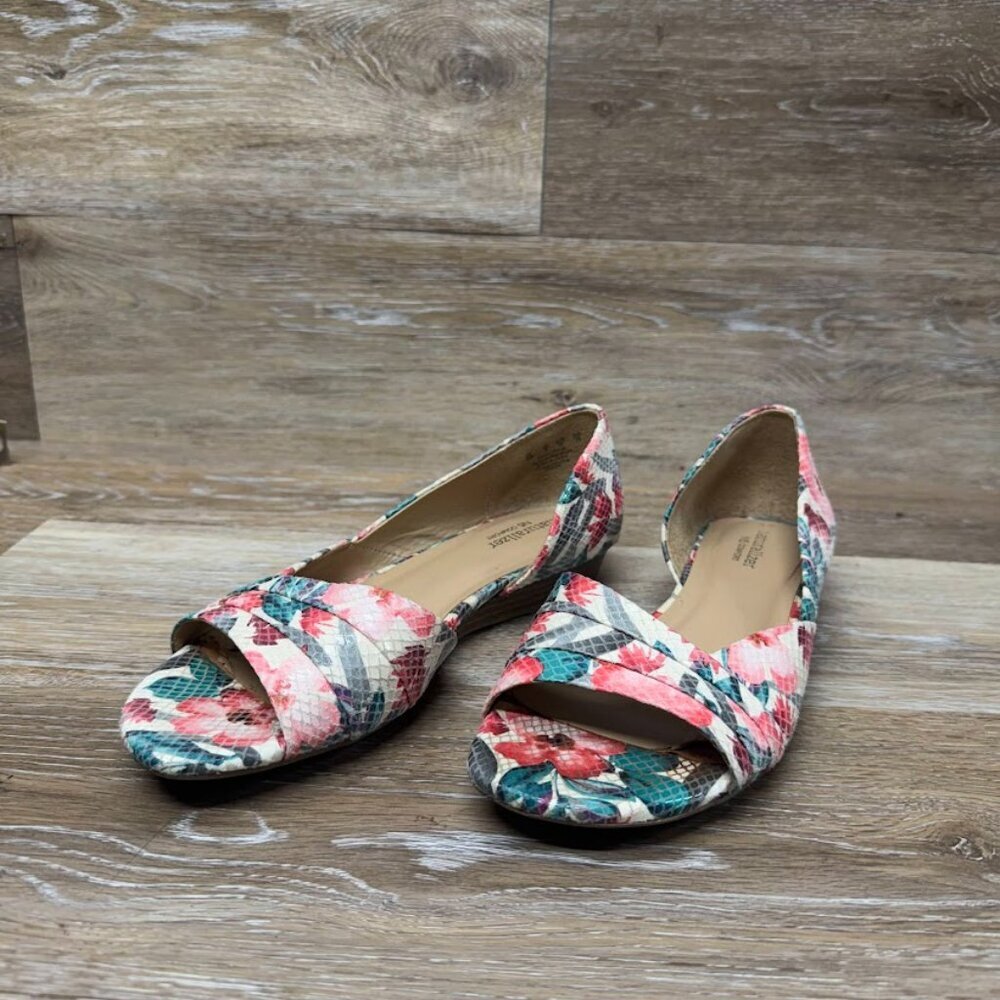 Naturalizer Jenah Floral Wedge Open Toe Shoes Women's Size 8